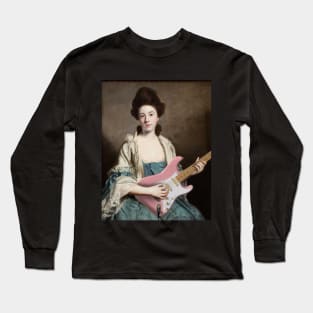 Girl with Guitar - Moody Maximalism Oil Painting Long Sleeve T-Shirt